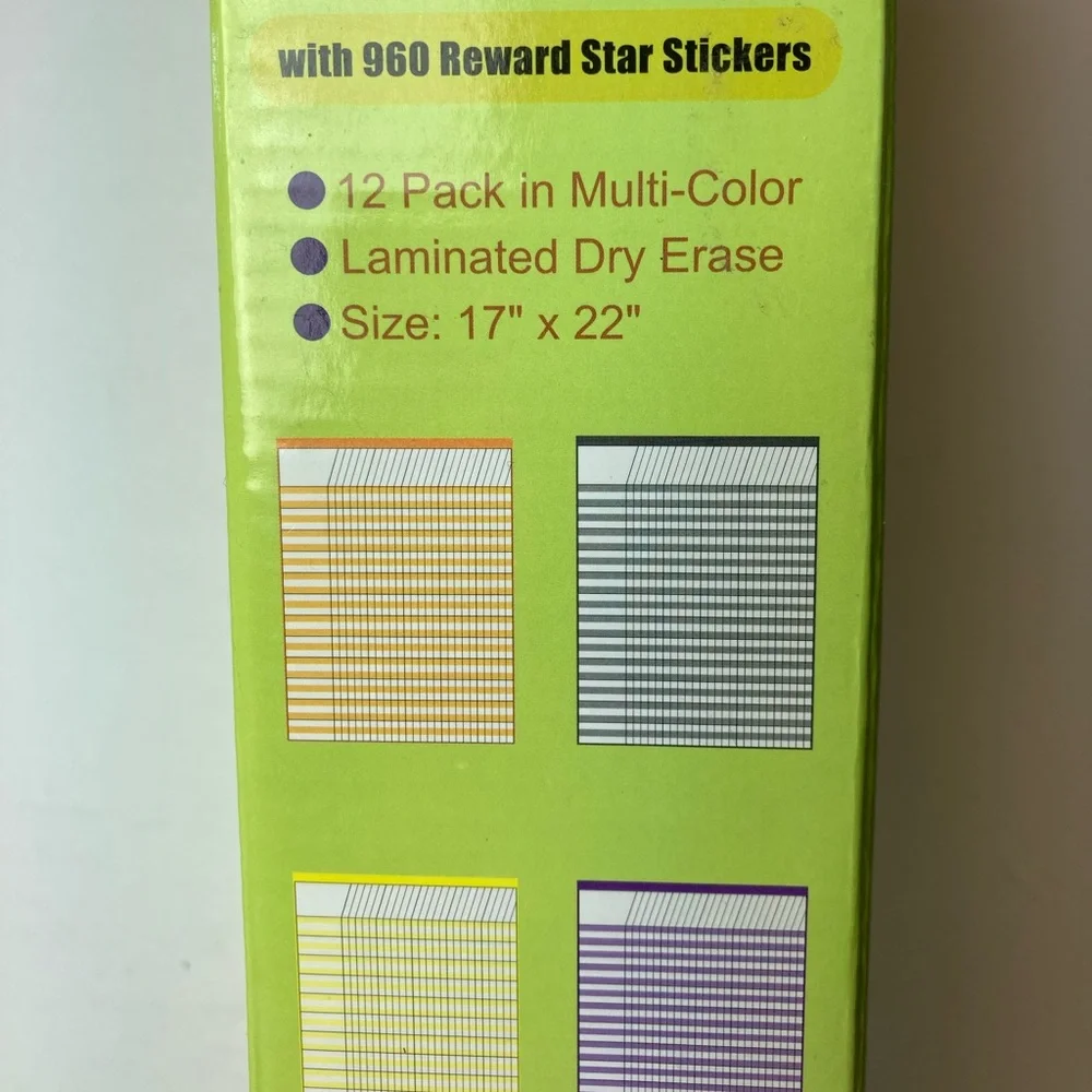 Teachers Supply of 12 Pack Multi-Color Laminated Dry Erase Incentive Chart NEW